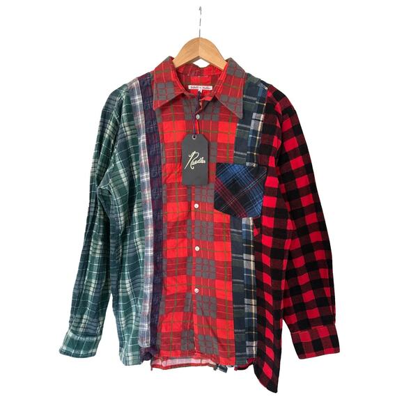 Needles Rebuild Flannel Shirt Patchwork Japanese Brand Nepenthes Size SMALL